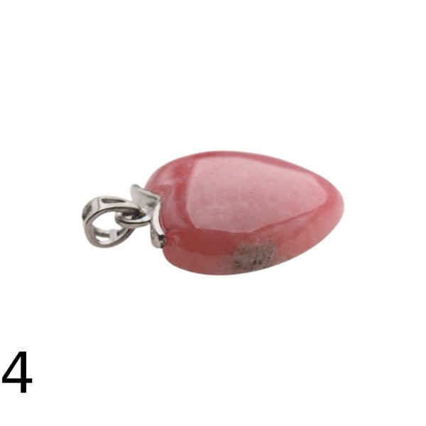 Rodochrozyt i srebro rodowane - zawieszka serce 21 mm