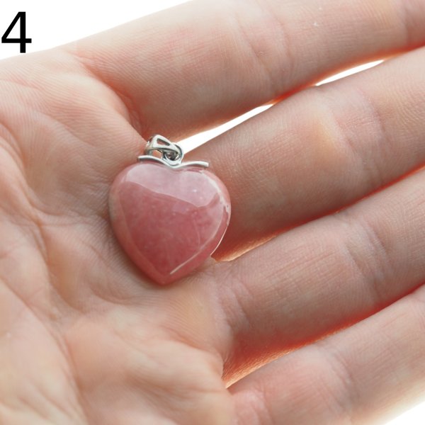 Rodochrozyt i srebro rodowane - zawieszka serce 21 mm