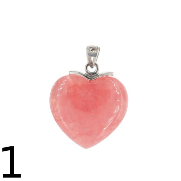 Rodochrozyt i srebro rodowane - zawieszka serce 21 mm