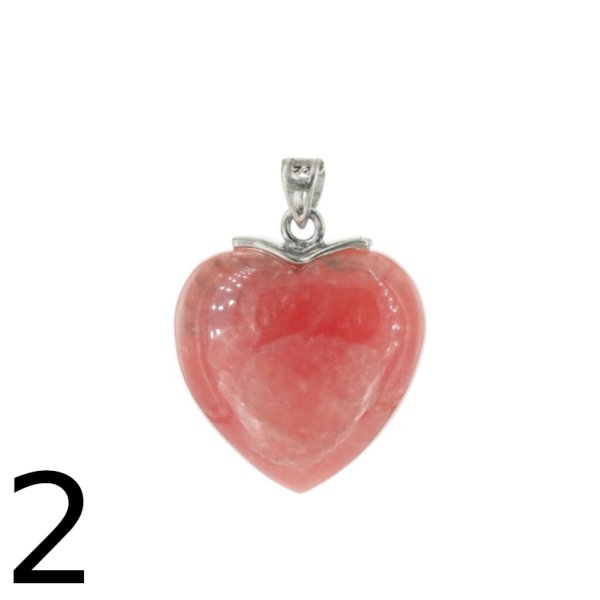Rodochrozyt i srebro rodowane - zawieszka serce 21 mm