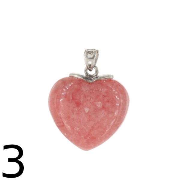 Rodochrozyt i srebro rodowane - zawieszka serce 21 mm