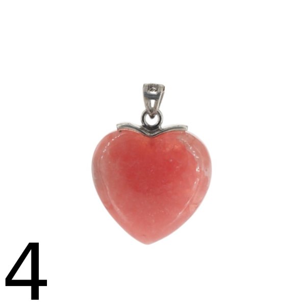 Rodochrozyt i srebro rodowane - zawieszka serce 21 mm