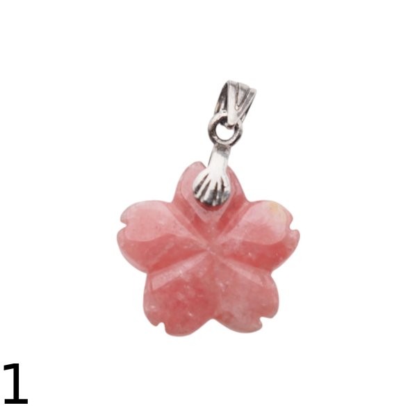 Rodochrozyt rzeźbiony i srebro oksydowane - zawieszka kwiatek 15-17 mm