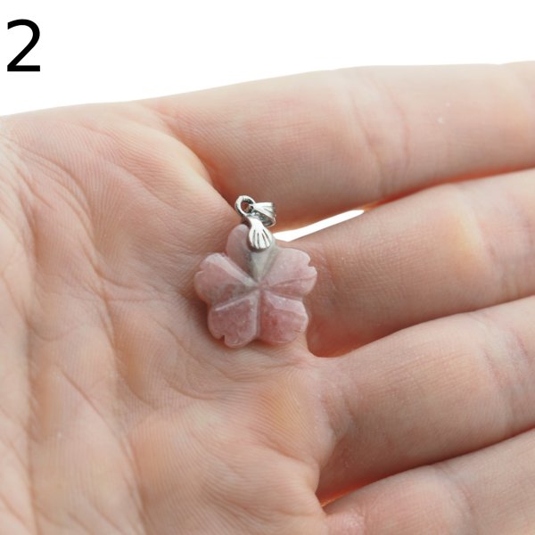 Rodochrozyt rzeźbiony i srebro oksydowane - zawieszka kwiatek 15-17 mm