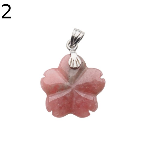 Rodochrozyt rzeźbiony i srebro oksydowane - zawieszka kwiatek 15-17 mm