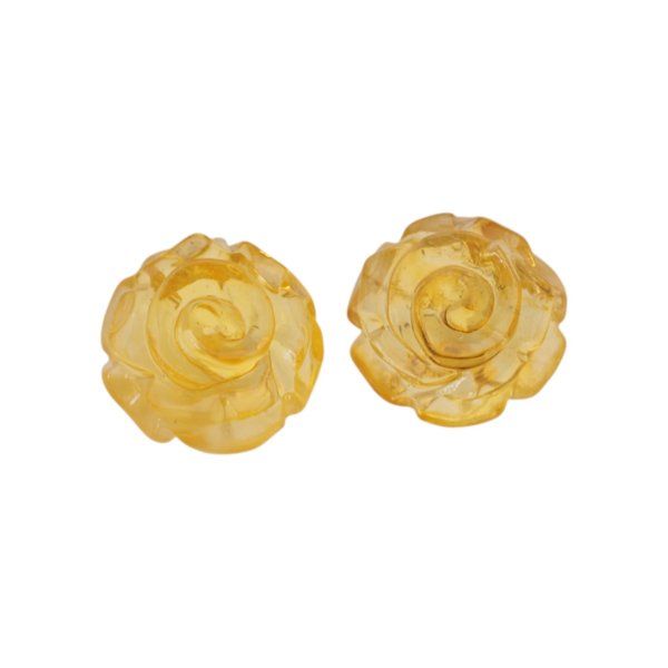 Bursztyn miodowy, rzeźbiony i srebro złocone - kolczyki kwiatki (różne pary do wyboru)
