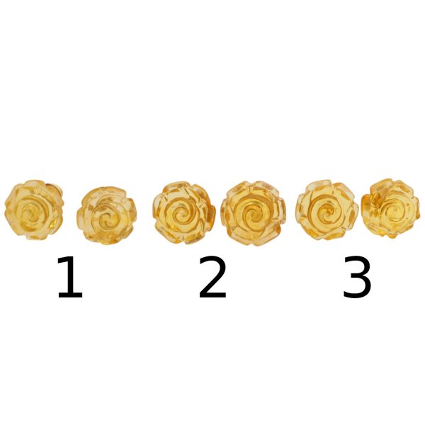 Bursztyn miodowy, rzeźbiony i srebro złocone - kolczyki kwiatki (różne pary do wyboru)