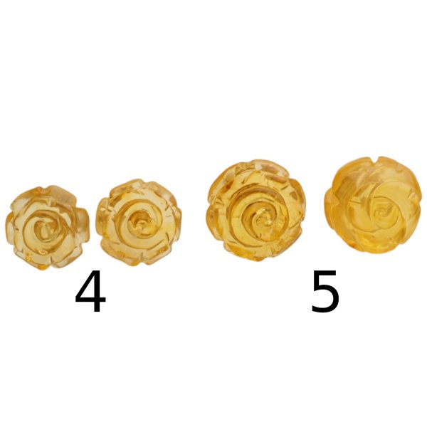 Bursztyn miodowy, rzeźbiony i srebro złocone - kolczyki kwiatki (różne pary do wyboru)