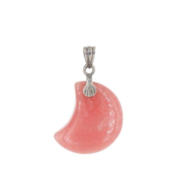 Rodochrozyt i srebro oksydowane - zawieszka księżyc