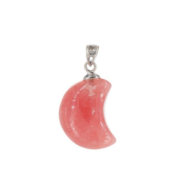 Rodochrozyt i srebro rodowane - zawieszka księżyc