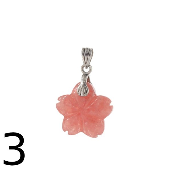 Rodochrozyt rzeźbiony i srebro oksydowane - zawieszka kwiatek 15-17 mm