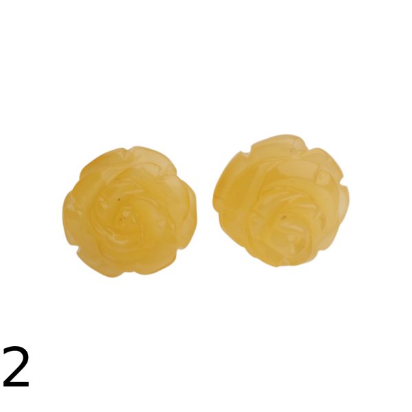 Bursztyn mleczny, rzeźbiony i srebro złocone - kolczyki kwiatki (różne pary do wyboru)