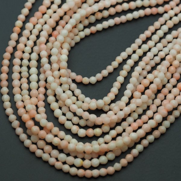 Koral różowy fasetowane kulki 3 mm (sznur)