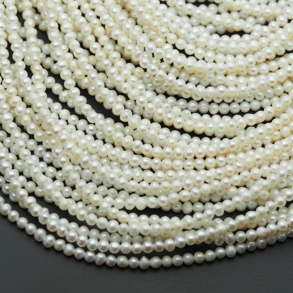 Perły Naturalne Hodowane białe 3-4 mm nr 299/1 (sznur)