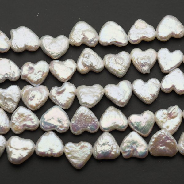 Perły Naturalne Hodowane białe serca 10 mm nr 286/2 (sznur)