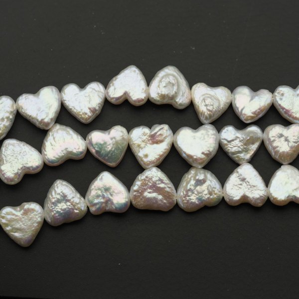 Perły Naturalne Hodowane białe serca 10 mm nr 286/2 (sznur)