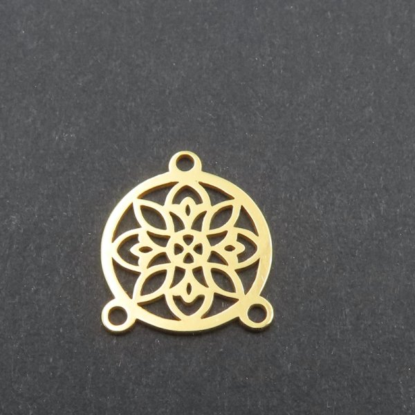 Srebro Ag złocone -  zawieszka rozetka 12 mm