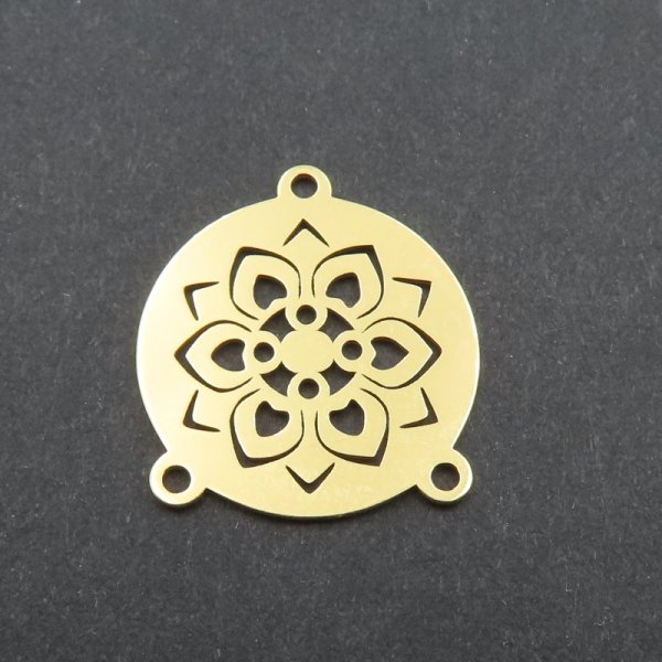 Srebro Ag złocone -  zawieszka rozetka 15 mm