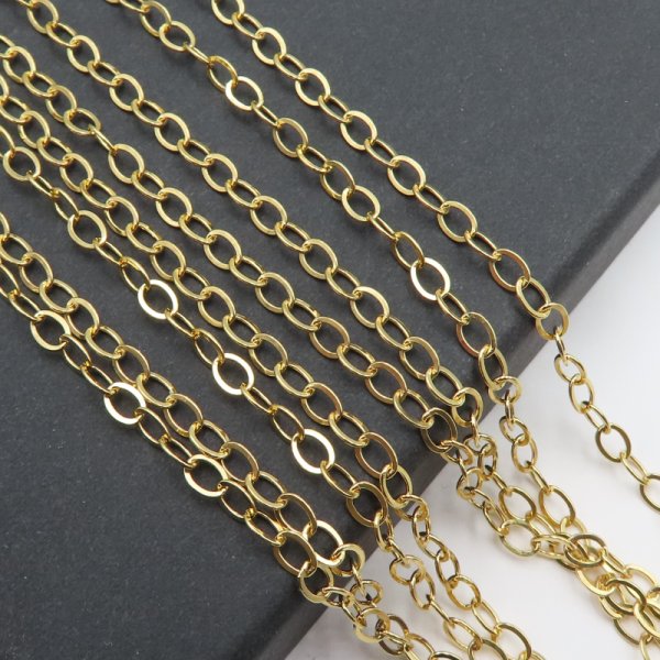 Srebro Złocone Ag  - Łańcuch oczka 4x3mm (20cm)