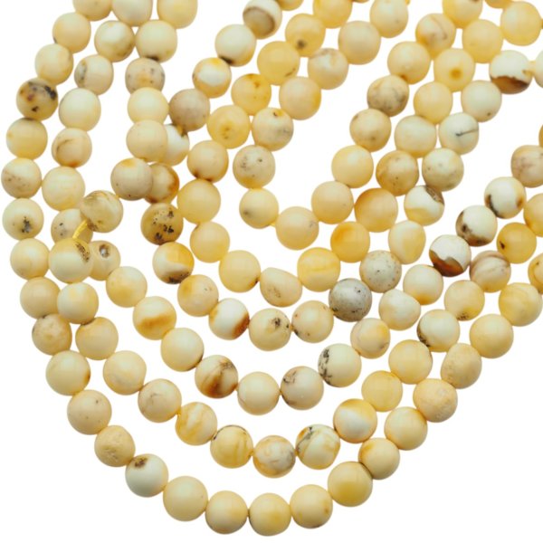 Bursztyn kulka polerowana 5 mm biały (sznur)