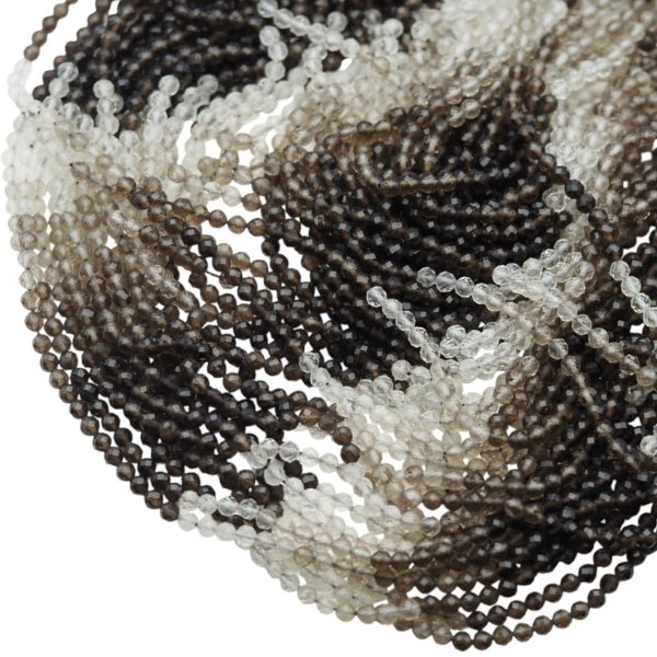 Kwarc dymny kulka fasetowany 4 mm multikolor (sznur)