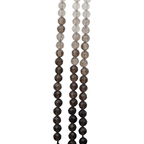 Kwarc dymny kulka fasetowany 4 mm multikolor (sznur)