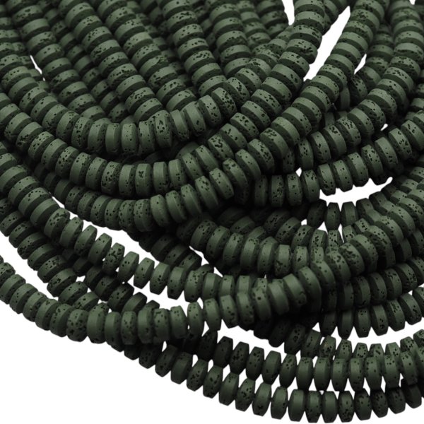 Lawa wulkaniczna dysk 8x4 mm zielony (sznur)