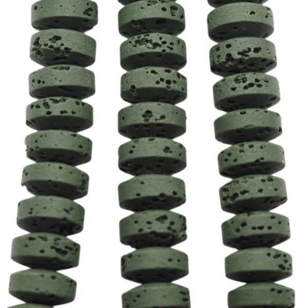 Lawa wulkaniczna dysk 8x4 mm zielony (sznur)