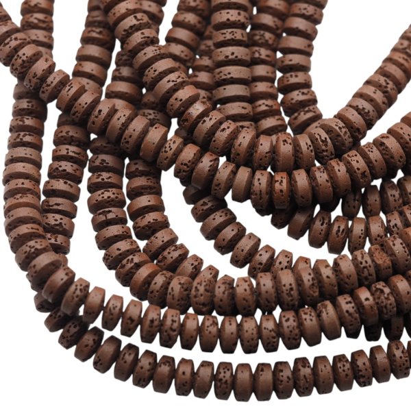 Lawa wulkaniczna dysk 8x4 mm brązowy (sznur)