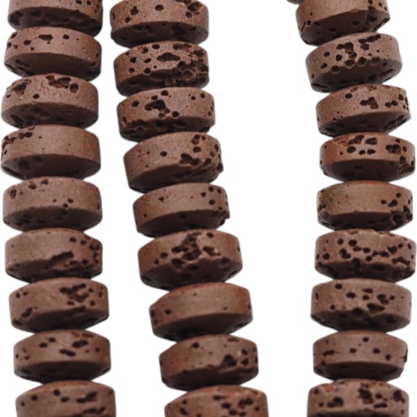 Lawa wulkaniczna dysk 8x4 mm brązowy (sznur)