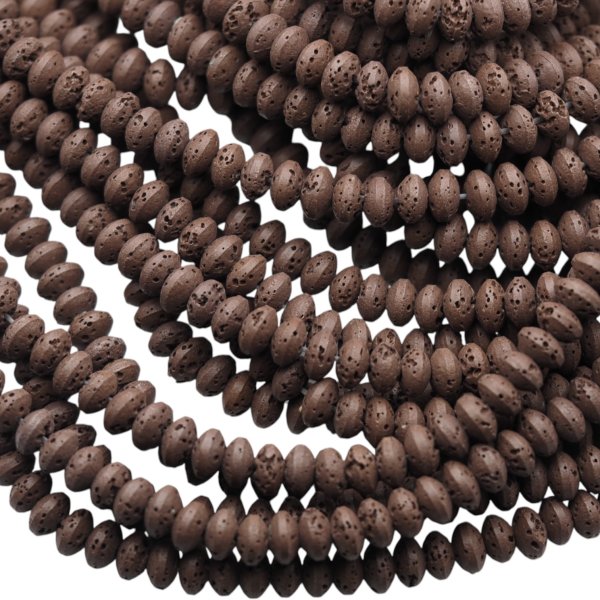 Lawa wulkaniczna dysk 8x5 mm brązowy (sznur)