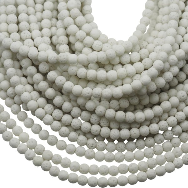 Lawa wulkaniczna kulka 4 mm biała (sznur)