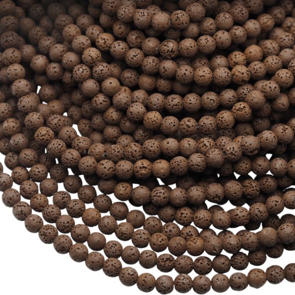 Lawa wulkaniczna kulka 6 mm brązowa (sznur)