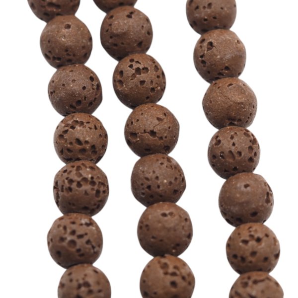 Lawa wulkaniczna kulka 6 mm brązowa (sznur)