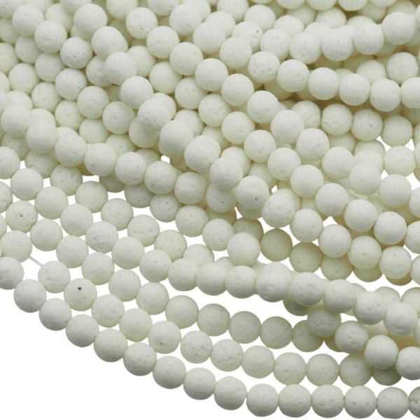 Lawa wulkaniczna kulka 6 mm biała (sznur)