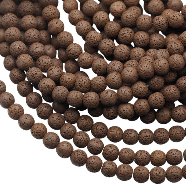 Lawa wulkaniczna kulka 8 mm brązowa (sznur)