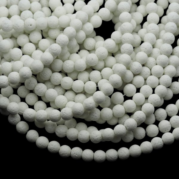 Lawa wulkaniczna kulka 8 mm biała (sznur)