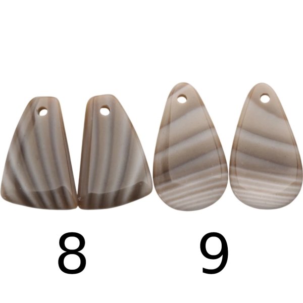 Krzemień Pasiasty para na kolczyki - kabaszony wiercone u góry (różne kształty i rozmiary)
