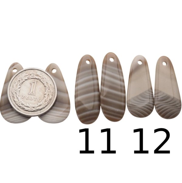 Krzemień Pasiasty para na kolczyki - kabaszony wiercone u góry (różne kształty i rozmiary)