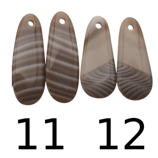 Krzemień Pasiasty para na kolczyki - kabaszony wiercone u góry (różne kształty i rozmiary)