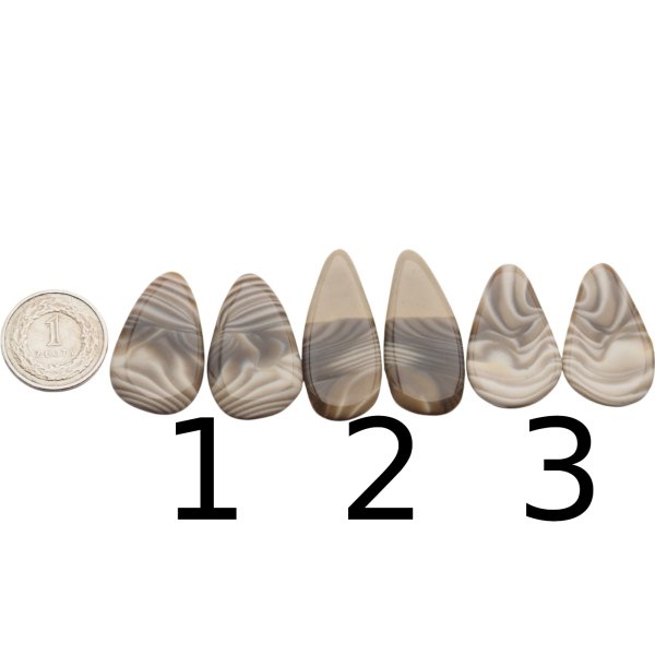 Krzemień Pasiasty para na kolczyki - kabaszony (różne kształty i rozmiary)