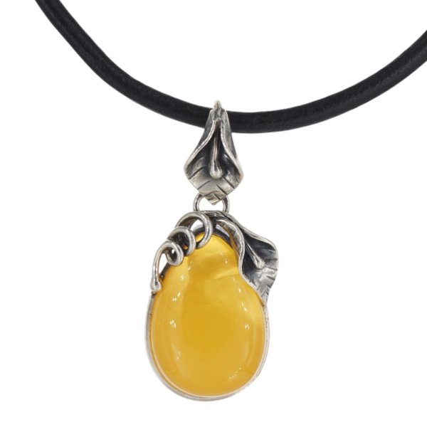 Bursztyn mleczny i srebro oksydowane - zawieszka (różne kamienie do wyboru)