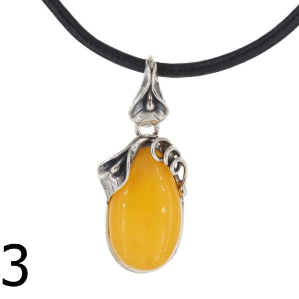 Bursztyn mleczny i srebro oksydowane - zawieszka (różne kamienie do wyboru)