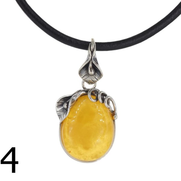 Bursztyn mleczny i srebro oksydowane - zawieszka (różne kamienie do wyboru)