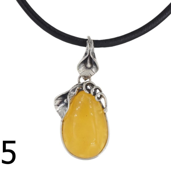 Bursztyn mleczny i srebro oksydowane - zawieszka (różne kamienie do wyboru)