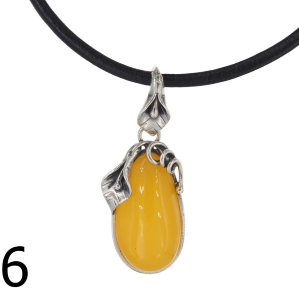 Bursztyn mleczny i srebro oksydowane - zawieszka (różne kamienie do wyboru)