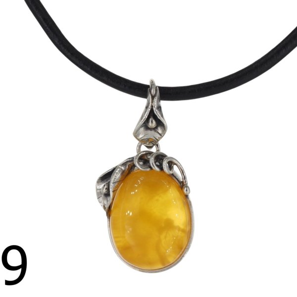 Bursztyn mleczny i srebro oksydowane - zawieszka (różne kamienie do wyboru)