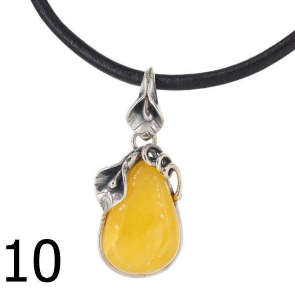 Bursztyn mleczny i srebro oksydowane - zawieszka (różne kamienie do wyboru)
