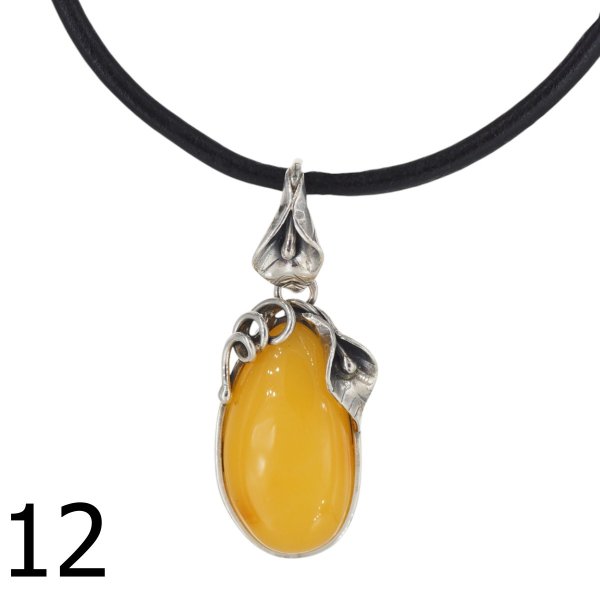 Bursztyn mleczny i srebro oksydowane - zawieszka (różne kamienie do wyboru)