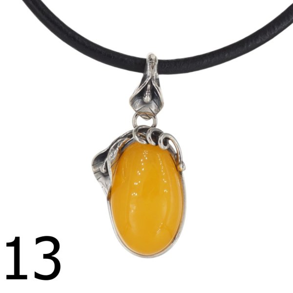 Bursztyn mleczny i srebro oksydowane - zawieszka (różne kamienie do wyboru)